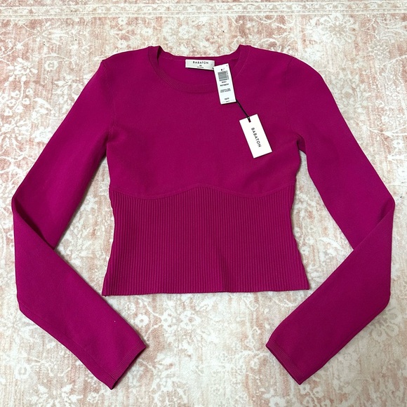 Babaton Tops - NWT Aritzia Babaton Granita Pink Corset Style Long Sleeve Top